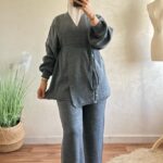 أنسومبل بنطلون + كومونو مع حزام