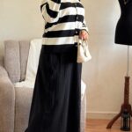 ensemble rayé avec jupe plissée – ref/b91