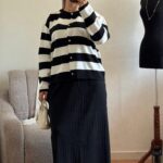 ensemble rayé avec jupe plissée – ref/b91