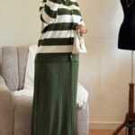 ensemble rayé avec jupe plissée – ref/b91